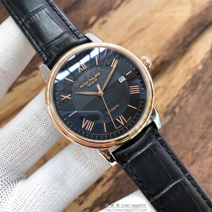 百達翡麗PATEK PHILPPE 全自動機械機芯 316L精鋼表殼 真皮錶帶 男士腕表  wssb3811